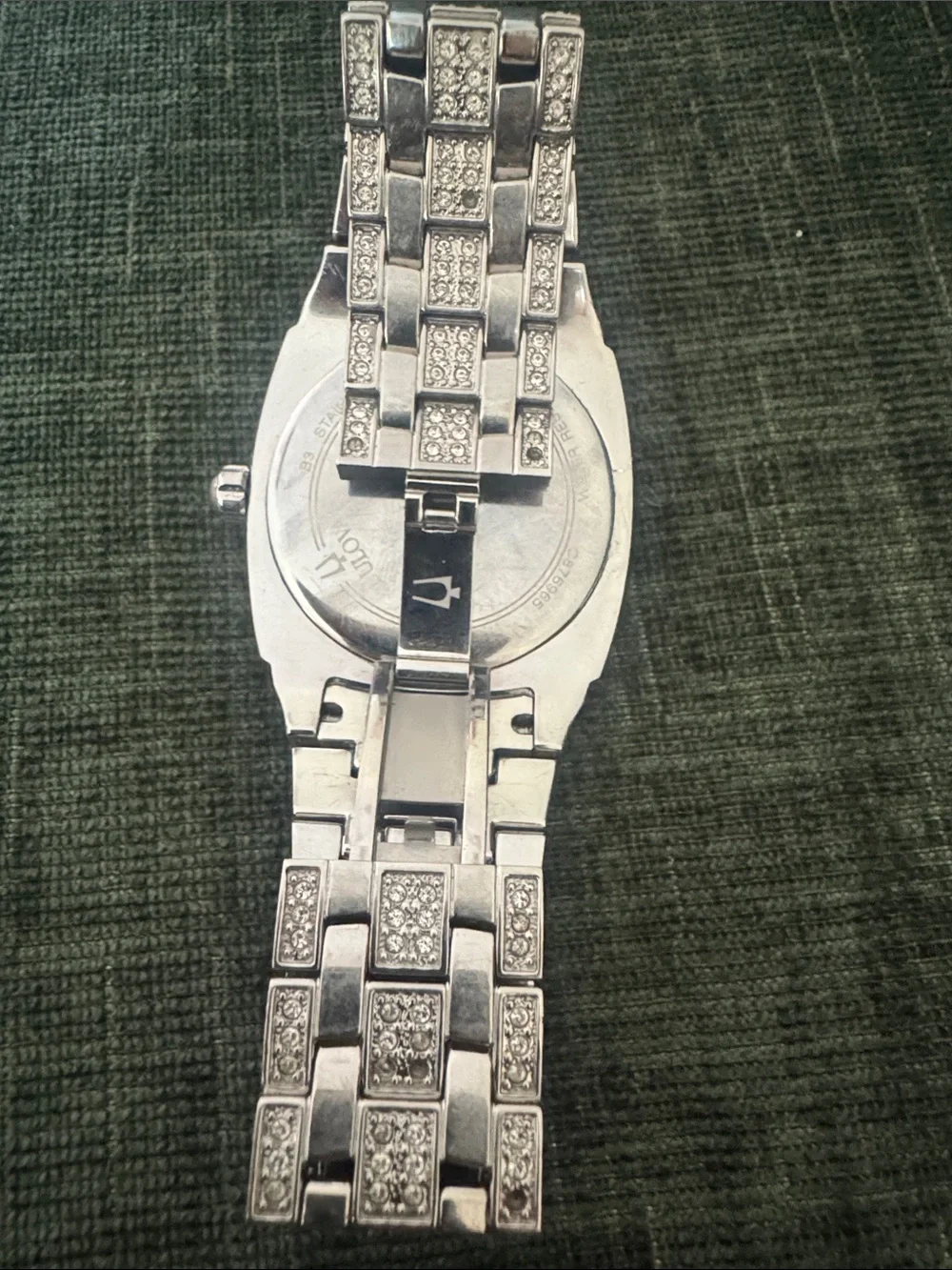 Bulova Silver Crystal-Accented Pavé Dial Watch